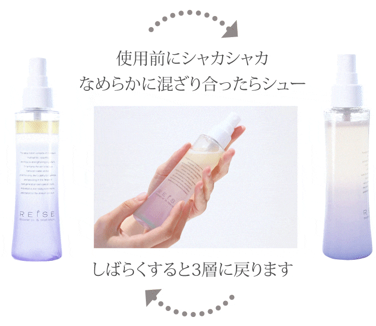 使用前にシャカシャカなめらかに混ざり合ったらシュー、しばらくすると3層に戻ります